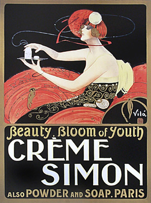 Details about VINTAGE Art Deco PERFUME CREME Poster Cosmetic